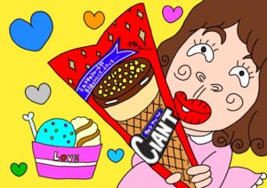 女の子がジャイアントコーンが食べたい！